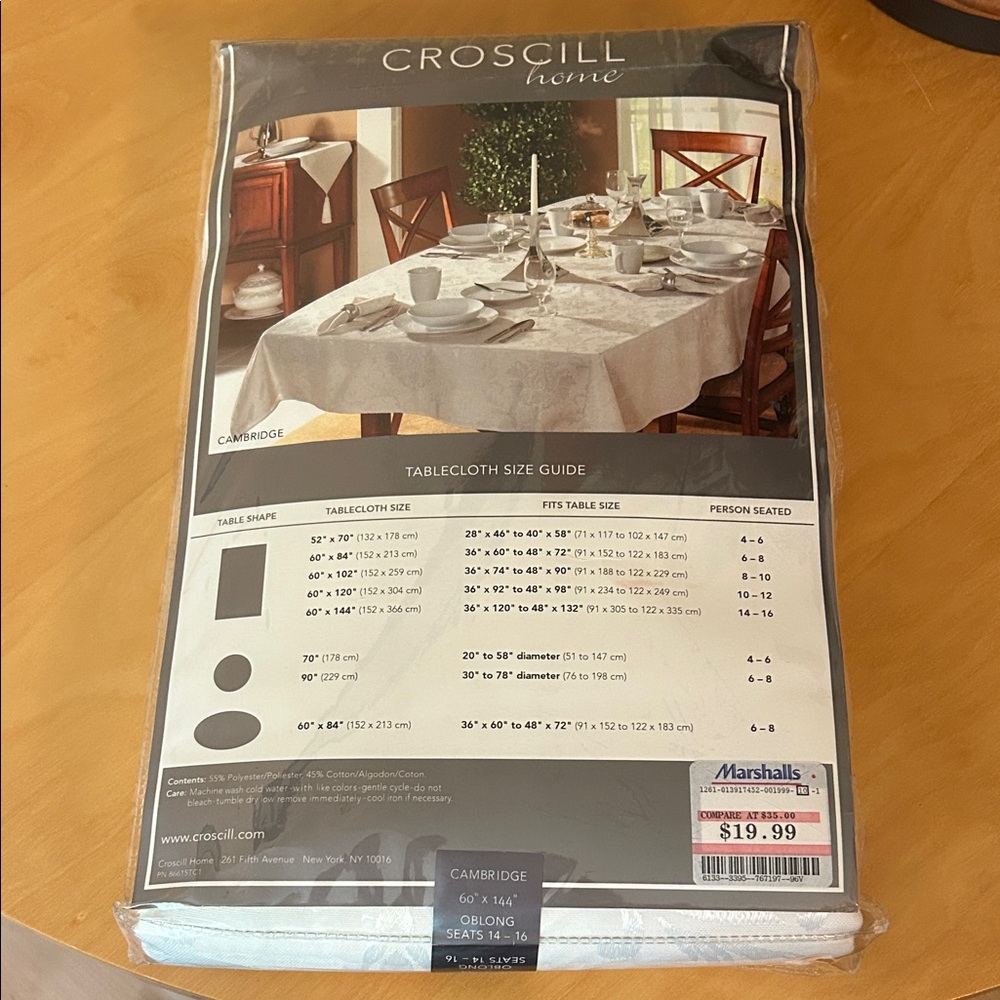 Croscill White Table Linen with Floral Brocade Design - Picture 4 of 4